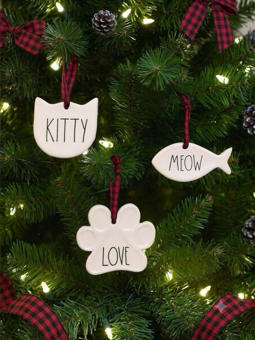 Rae Dunn Cat Lover Ornaments Kitty Paw Fish Meow Love Ceramic Farmhouse Holiday